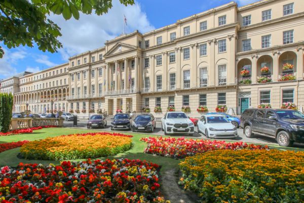 Frontage of the Municipal Offices and the Long Gardens in the foreground